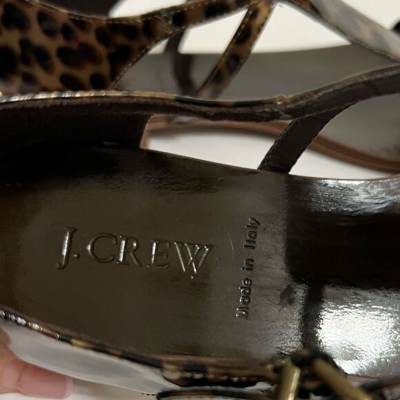 J. Crew Iris Sandals Patent Leather Tortoise Shell Brown Double Buckle Size 8 - Picture 8 of 12